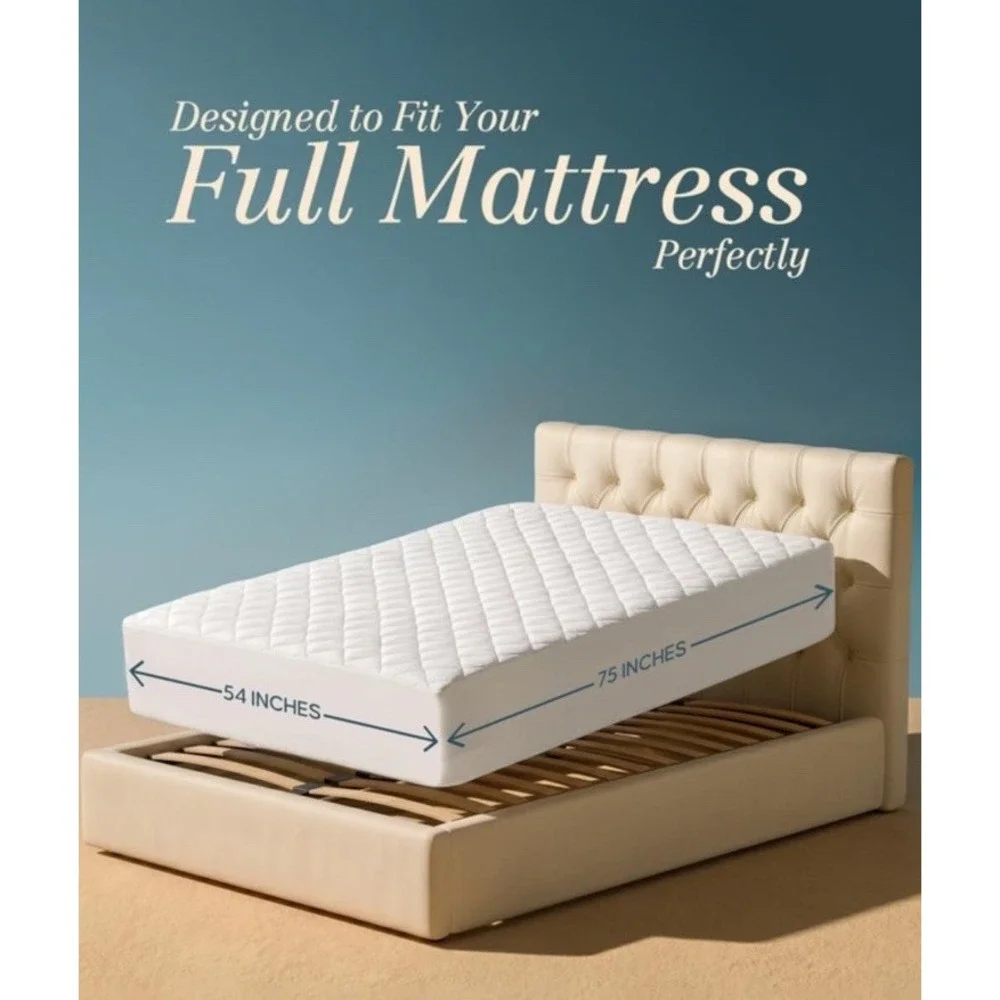 Quilted Fitted Mattress Pad, Full Mattress Protector Topper with Deep Pocket St